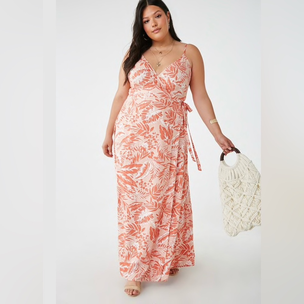 Plus size pretty pink wrap dress